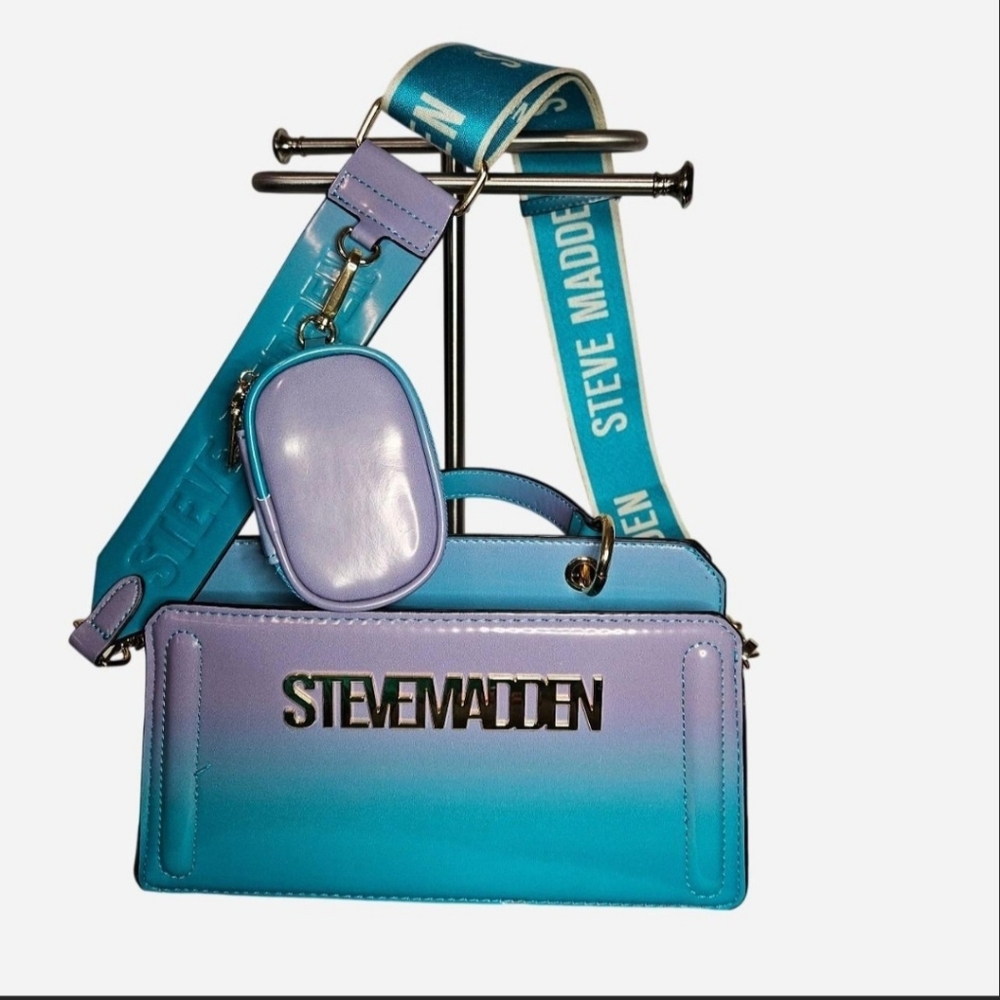 Steve Madden Turquoise to Lilac Ombre Crossbody with Logo Strap
